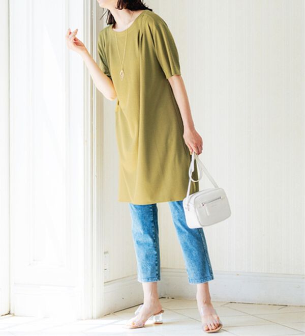 BELLUNA（ベルーナ）の「【接触冷感】かのこ素材タックデザインチュニックワンピース（その他ワンピース）」｜詳細画像