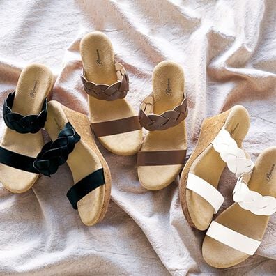 RANAN（ラナン）の「クロス編みデザインウェッジサンダル（サンダル・ミュール）」