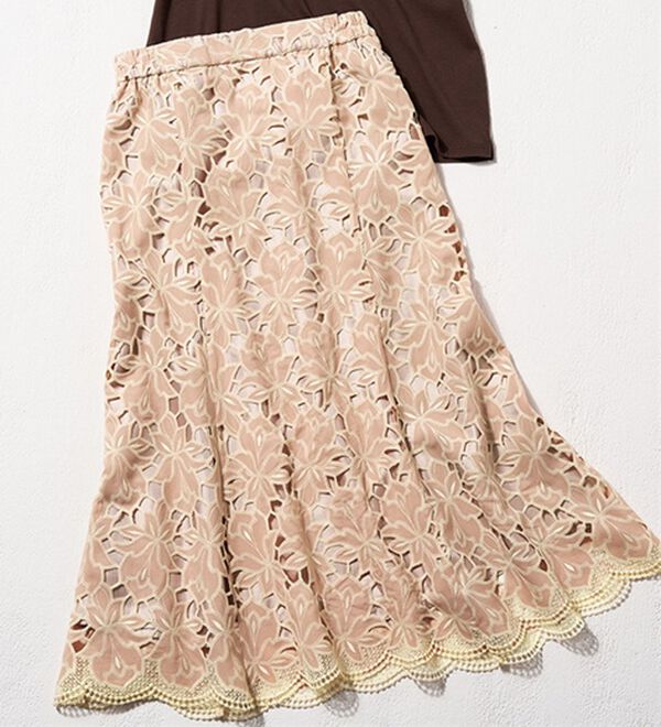 RANAN（ラナン）の「パネルレースフレアースカート（ひざ丈スカート）」｜詳細画像