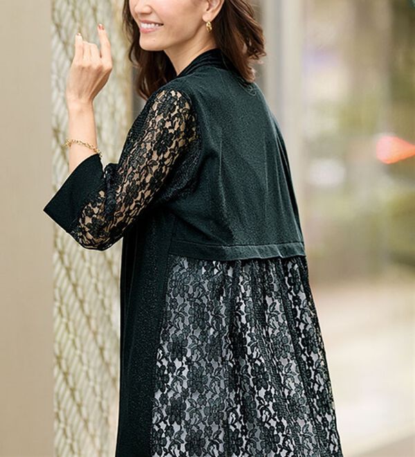 BELLUNA（ベルーナ）の「レースが映えるプリーツ使いカーディガン（その他カーディガン）」｜詳細画像