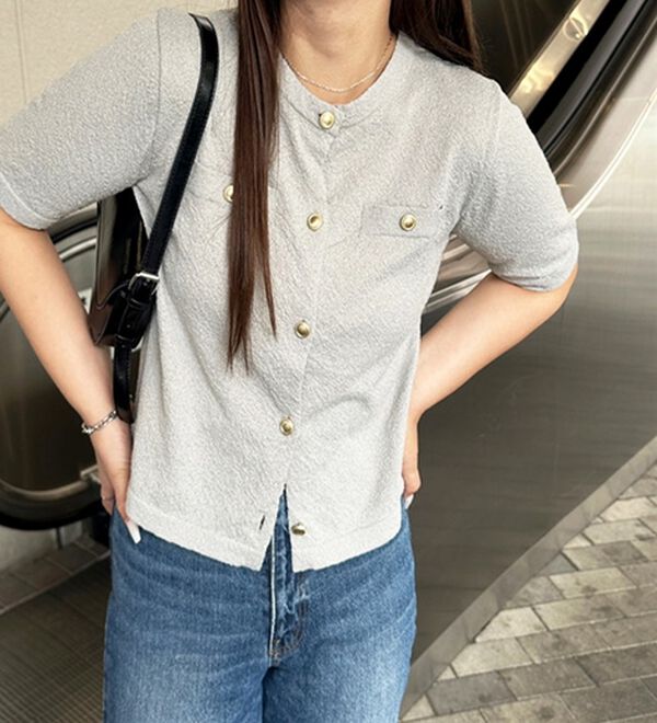 GeeRA（ジーラ）の「ゴールドボタンニットカーデ（ニットカーディガン）」｜詳細画像