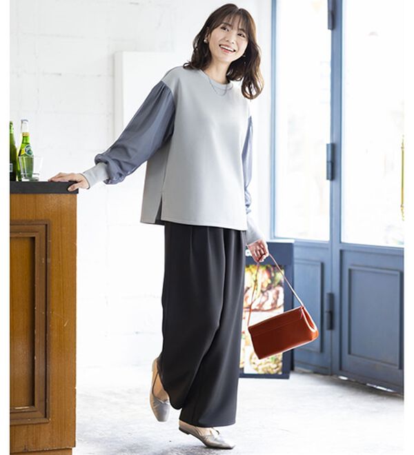 BELLUNA（ベルーナ）の「袖チュールデザインプルオーバー（カットソー）」｜詳細画像