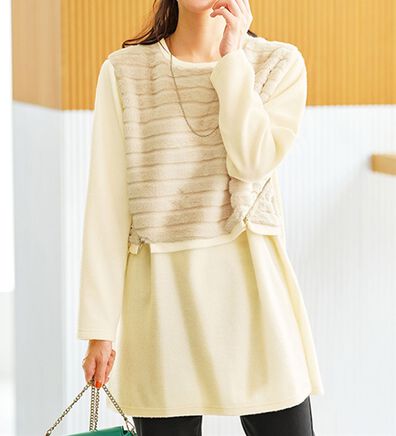 BELLUNA（ベルーナ）の「サイドジッパー付ファー切替チュニック（チュニック）」