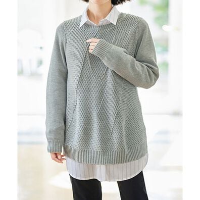 BELLUNA（ベルーナ）の「編地変化シンプルニットプルオーバー（ニット・セーター）」