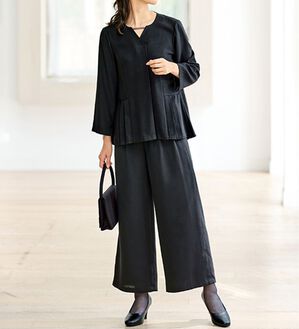 BELLUNA（ベルーナ）の「パール付ブラウスワイドパンツセットアップ（ブラックフォーマル（喪服・礼服））」｜詳細画像