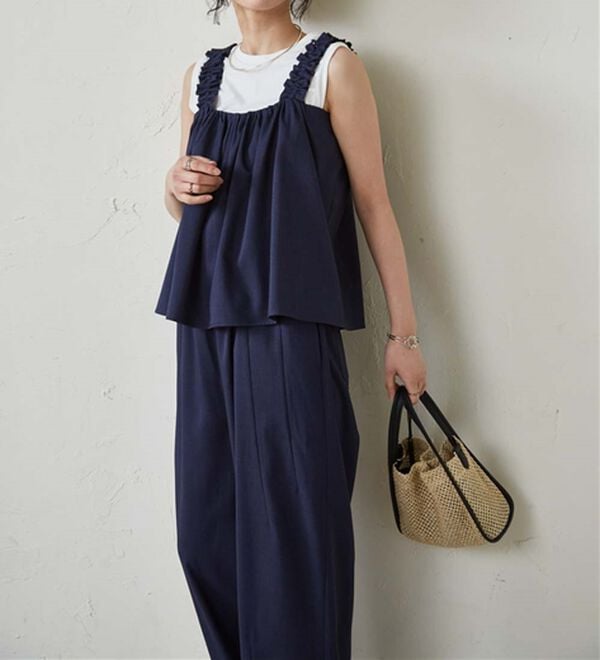 RANAN（ラナン）の「フリルデザインキャミセットアップ（ワイドパンツ・ガウチョ）」｜詳細画像