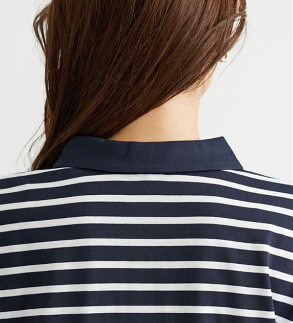 BELLUNA（ベルーナ）の「ボーダー柄スキッパーポロシャツ（カットソー）」｜詳細画像