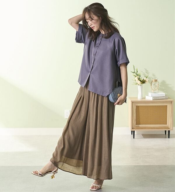 BELLUNA（ベルーナ）の「スカート見えシアーワイドスカーチョ（フルレングスパンツ）」｜詳細画像