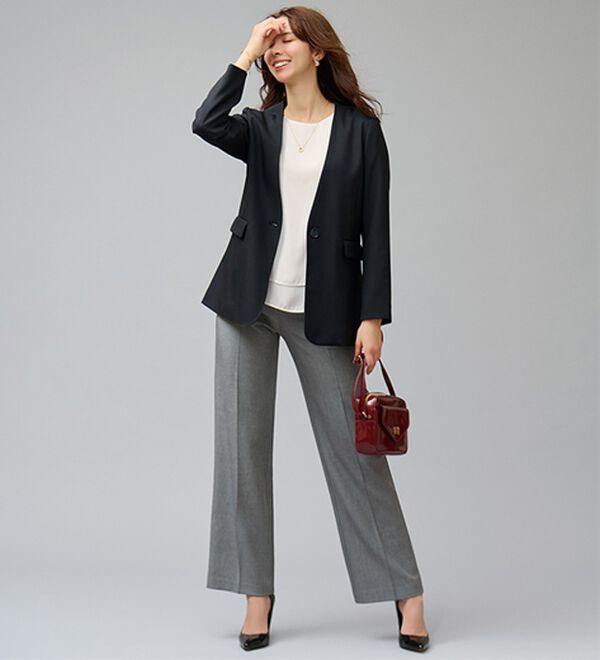 BELLUNA（ベルーナ）の「＜楽スタフィット＞セミワイドパンツ（フルレングスパンツ）」｜詳細画像