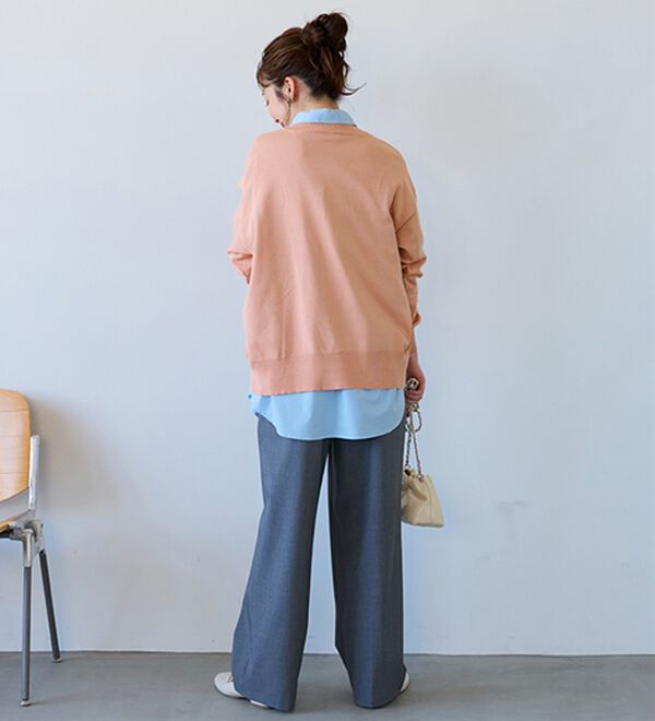 BELLUNA（ベルーナ）の「【快適Ｌａｂ．】スウェットライクＶネックニットプルオーバー（ニット・セーター）」｜詳細画像