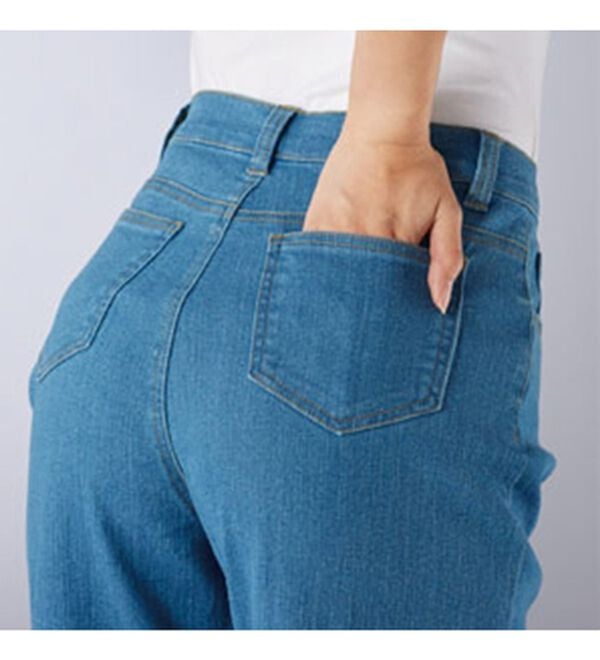 BELLUNA（ベルーナ）の「ぐんぐん伸びるカラーワイドデニム（ワイドパンツ・ガウチョ）」｜詳細画像