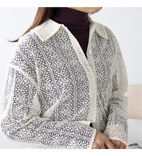 GeeRA（ジーラ）の「衿付レースシャツ（シャツ）」｜詳細画像