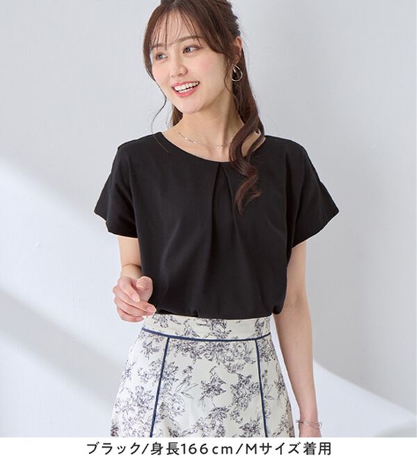 alotta（アロッタ）の「ひんやりタックデザインＴシャツ（カットソー）」｜詳細画像