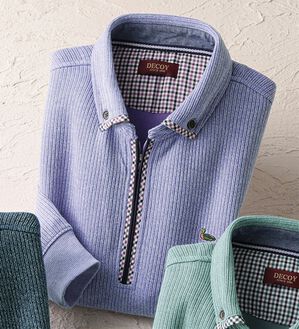 「＜デコイ＞衿デザイン杢調トレーナー（メンズトレーナー）」｜ラベンダー