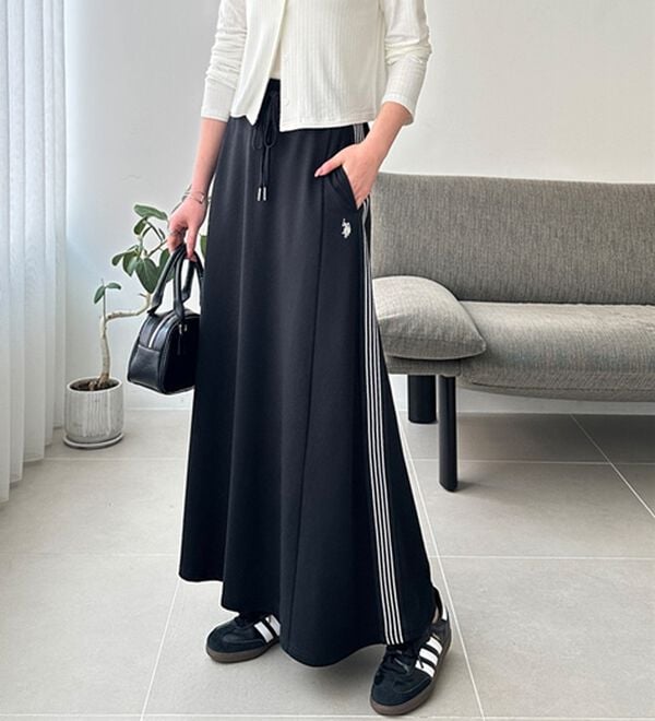 GeeRA（ジーラ）の「【ＵＳ．ＰＯＬＯ．ＡＳＳＮ】サイドラインスカート（ロングスカート）」｜詳細画像