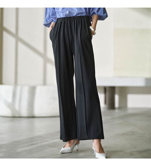 RANAN（ラナン）の「きれい見えピンタックカットソーワイドパンツ＜毛玉になりにくい＞【セットアップ対応】（ワイドパンツ・ガウチョ）」｜詳細画像