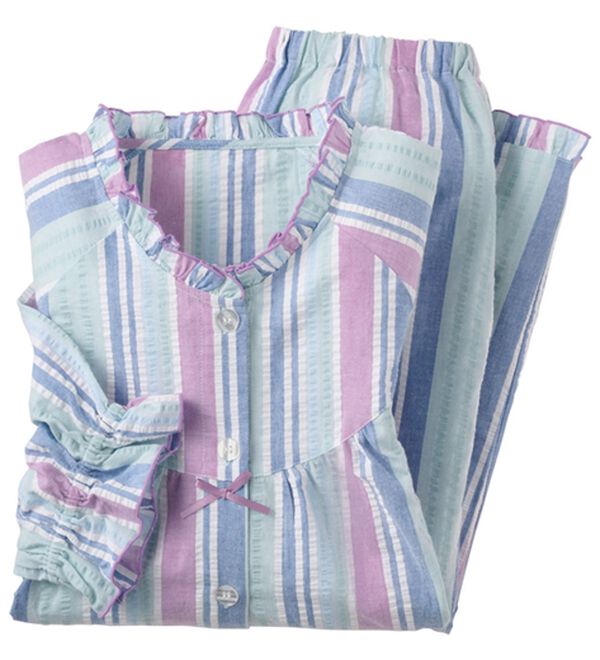 LAVIENNE（ラヴィエンヌ）の「サラッと涼感、綿１００％サッカーパジャマ（パジャマ・ルームウェア）」｜詳細画像