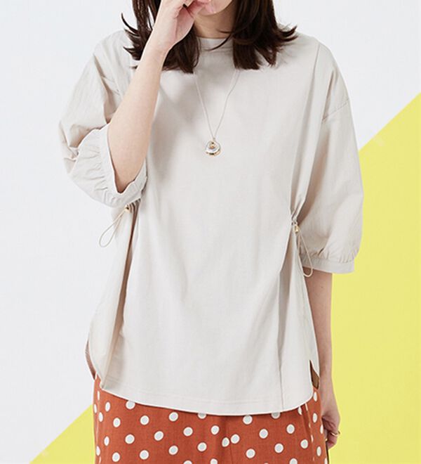 BELLUNA（ベルーナ）の「高見え！異素材切替ドロスト使いプルオーバー（カットソー）」｜詳細画像