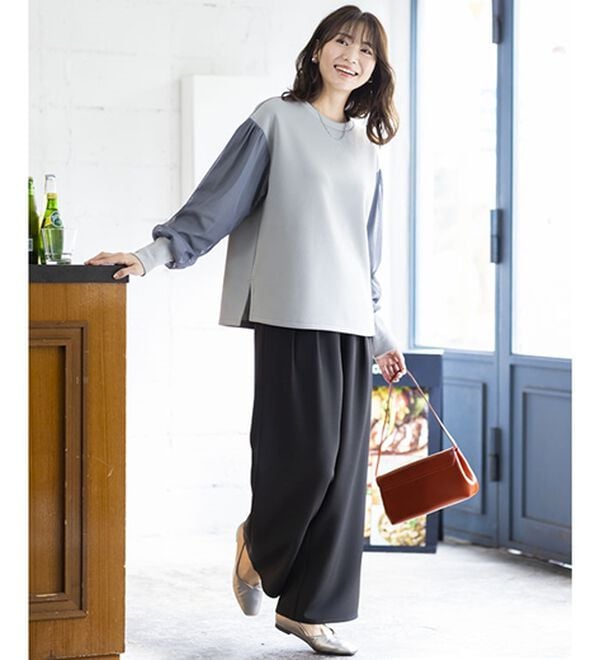 BELLUNA（ベルーナ）の「上品ツータックワイドパンツ（ワイドパンツ・ガウチョ）」｜詳細画像