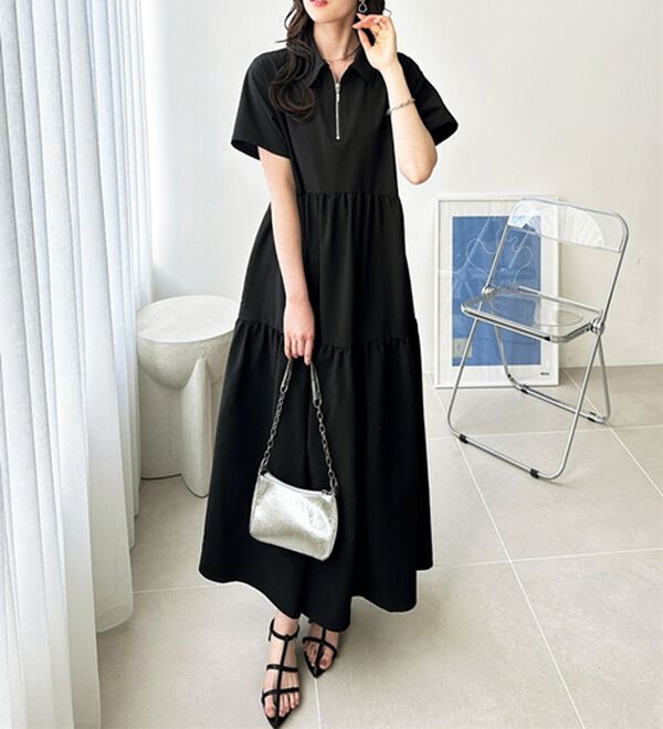 GeeRA（ジーラ）の「サッカーティアードハーフジップワンピース（その他ワンピース）」｜詳細画像