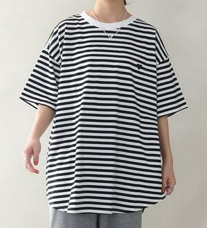 A HAPPY MARILYN（アハッピーマリリン）の「【大きいサイズ】【Ｌ～９Ｌ／選べるタイプ】綿１００％ロングＴシャツ（Tシャツ）」｜ボーダーB／Aタイプ