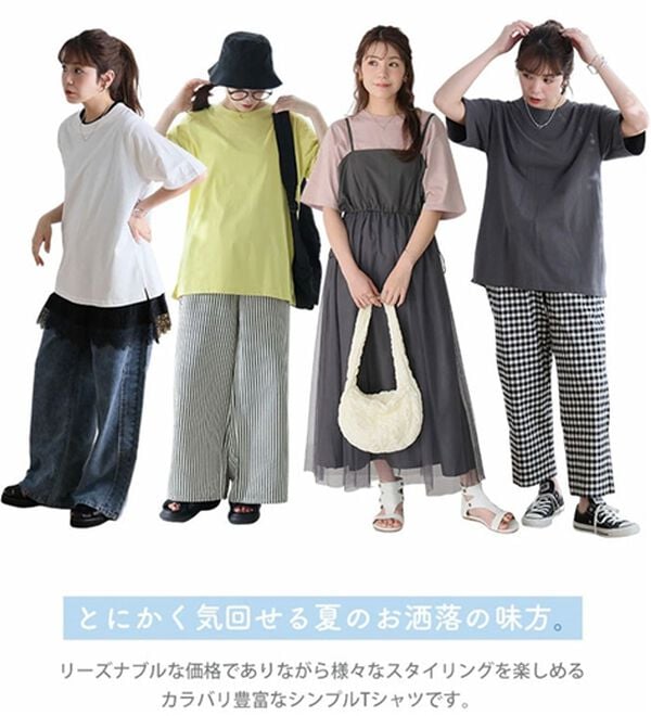 A HAPPY MARILYN（アハッピーマリリン）の「【Ｌ～８Ｌ】ＵＳＡコットン１００％ベーシックＴシャツ（Tシャツ）」｜詳細画像