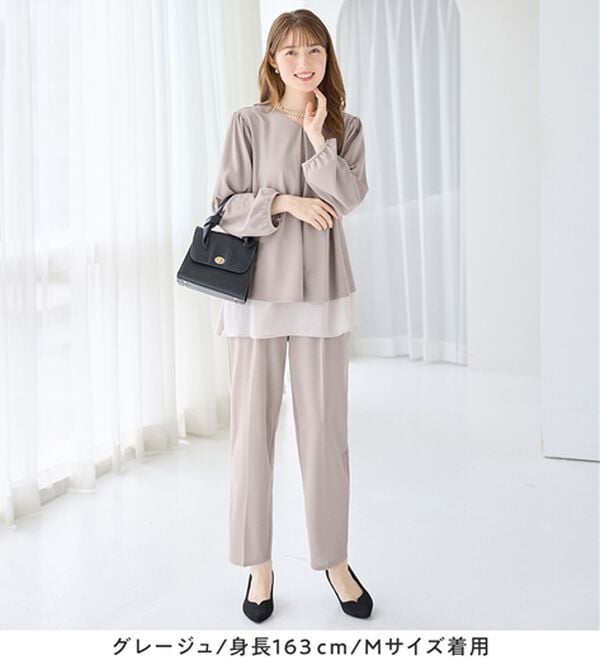 alotta（アロッタ）の「【２点セット】洗えるシフォンレイヤードセットアップ（ワンピースセットスーツ）」｜詳細画像