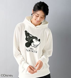 BELLUNA（ベルーナ）の「＜Ｄｉｓｎｅｙ＞【ミッキー】Ｆａｎｔａｓｉａサテンアップリケフードパーカー（トレーナー・スウェット）」｜ホワイト
