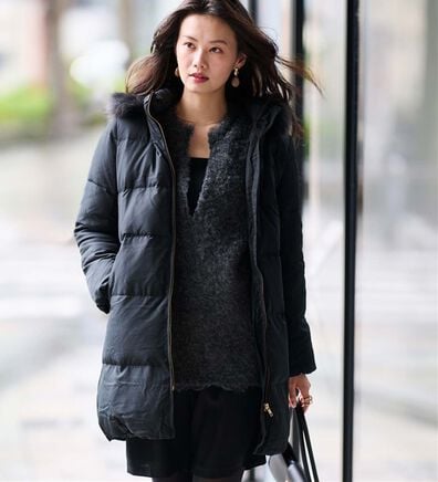 大きいサイズ】ヘルノ ダウンジャケット フォックスファー 黒 44 3L