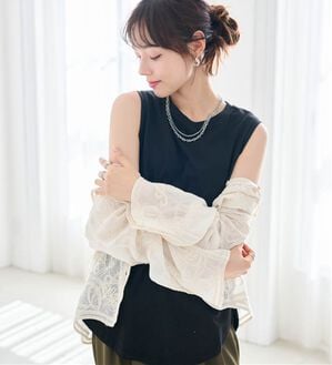 RANAN（ラナン）の「ひんやり！＜BC＞綿100％タンクトップ【選べる着丈】（カットソー）」｜ブラック