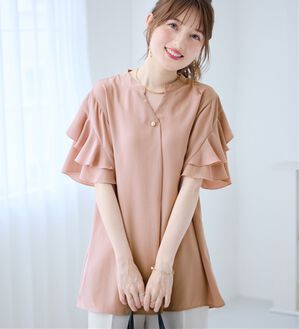 alotta（アロッタ）の「【イージーケア】フリル袖チュニックブラウス（チュニック）」｜ピンク