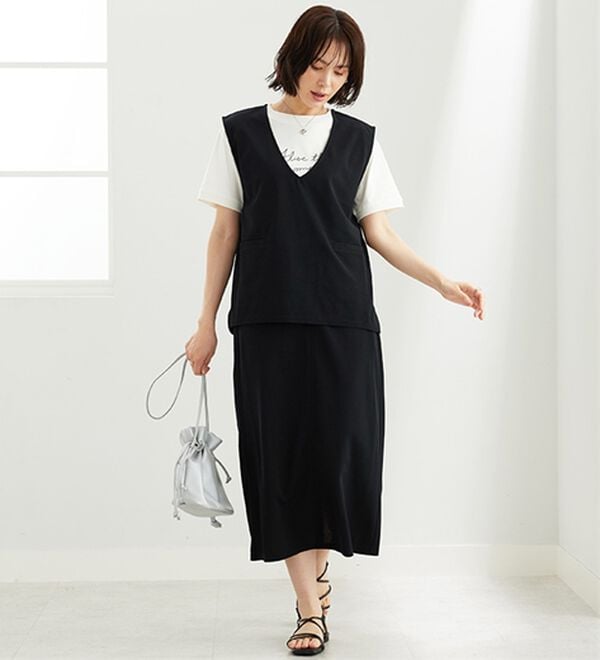 BELLUNA（ベルーナ）の「機能付ジョーゼット素材ベストセットアップ（セットアップ）」｜詳細画像