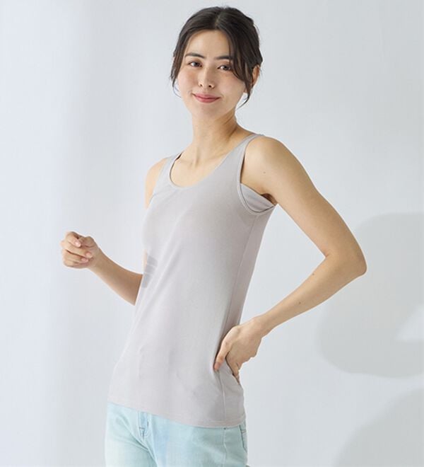 LAVIENNE（ラヴィエンヌ）の「【汗かきさん必見！】涼感サラッと快適汗取りタンクトップインナー＜さらりラボ＞（肌着・インナーウェア）」｜グレー