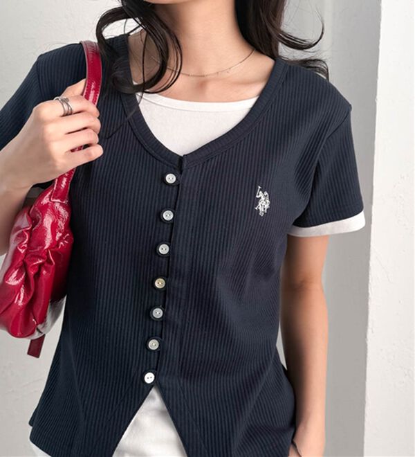 RANAN（ラナン）の「＜U.S.POLO ASSN.＞バイカラーレイヤード風カットソーTシャツ（カットソー）」｜ネイビー系