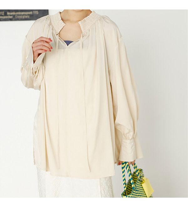 GeeRA（ジーラ）の「リボン付スキッパーブラウス（ブラウス）」｜詳細画像