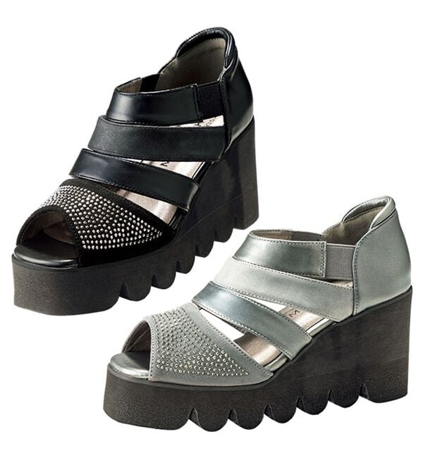 BELLUNA（ベルーナ）の「４Ｅビジュー使いキャタピラーシューズ（サンダル・ミュール）」｜詳細画像