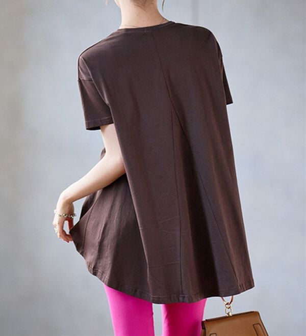 RANAN（ラナン）の「＜ＢＣ＞綿１００％ひんやりフレアーシルエットチュニック（カットソー）」｜詳細画像