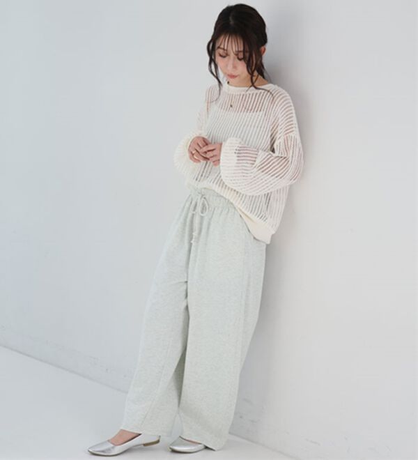 A HAPPY MARILYN（アハッピーマリリン）の「【Ｌ～６Ｌ】夏だから！薄スウェット生地で作ったカーブパンツ（ワイドパンツ・ガウチョ）」｜詳細画像