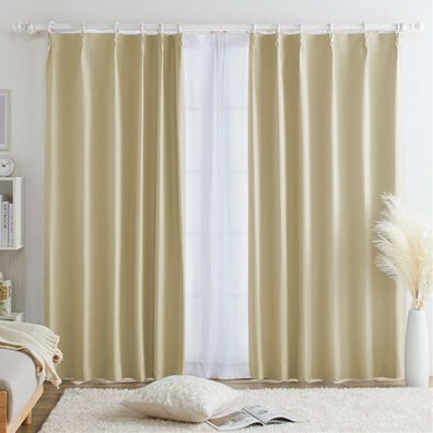 iellio（イエリオ）の「１００％遮光＆防音＆断熱保温ＵＶ見えにくいレース付カーテンセット＜４枚組・遮光１級・無地・洗える・形状記憶加工・新生活＞（ドレープカーテン）」