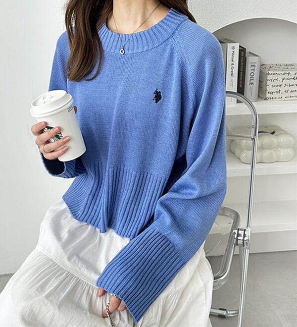 GeeRA（ジーラ）の「【ＵＳ．ＰＯＬＯ　ＡＳＳＮ】ショート丈ニット（ニット・セーター）」｜詳細画像