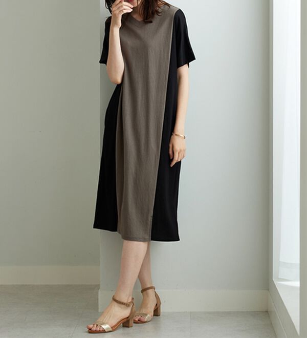 BELLUNA（ベルーナ）の「細見えを叶える！配色切替ワンピース（その他ワンピース）」｜詳細画像