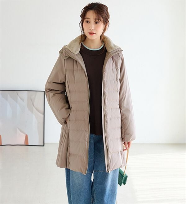 BELLUNA（ベルーナ）の「細見え！フレンチダウン使いダブルステッチロング丈コート（ロングコート）」｜詳細画像