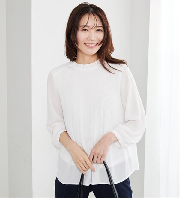 BELLUNA（ベルーナ）の「【新色追加】〈セレモニースタイル〉細プリーツデザインブラウス（ブラウス）」｜詳細画像