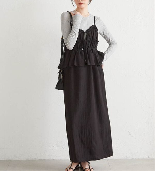 RANAN（ラナン）の「リボンギャザーペプラムナローワンピ（その他ワンピース）」｜詳細画像