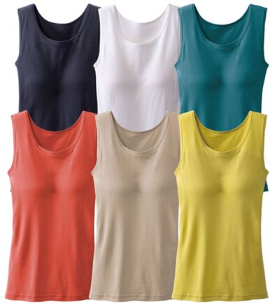 「【ＵＶカット】着回し力抜群！綿１００％カップ付タンクトップ＜カラフルコットン＞（肌着・インナーウェア）」