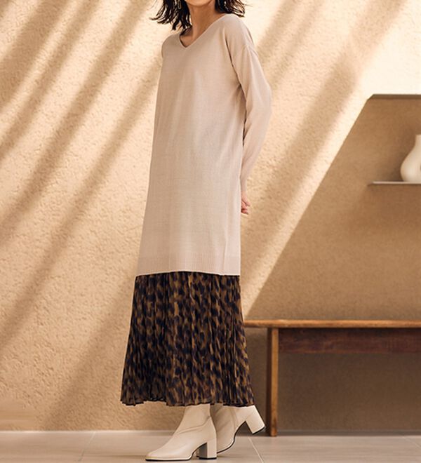 RANAN（ラナン）の「カシミヤタッチニットチュニックワンピース（チュニック）」｜詳細画像