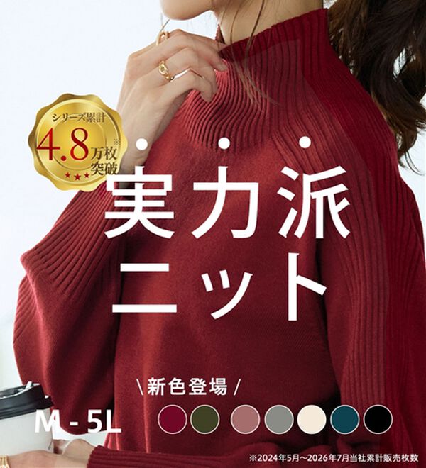 BELLUNA（ベルーナ）の「トレーナーがカジュアルすぎる方に！洗えるリブハイネックニット（ニット・セーター）」｜詳細画像