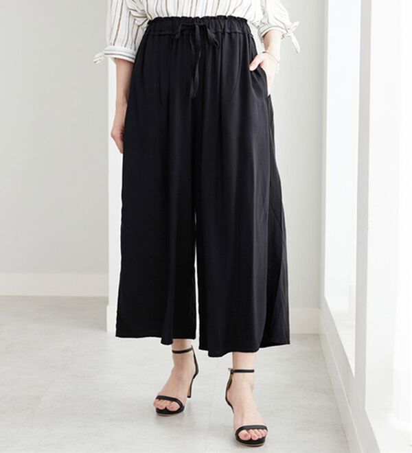 BELLUNA（ベルーナ）の「【接触冷感】レーヨン素材プリントワイドパンツ（ワイドパンツ・ガウチョ）」｜詳細画像