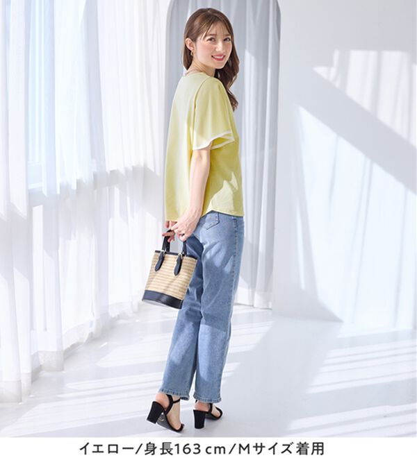 alotta（アロッタ）の「【接触冷感】配色フレアスリーブトップス（カットソー）」｜詳細画像