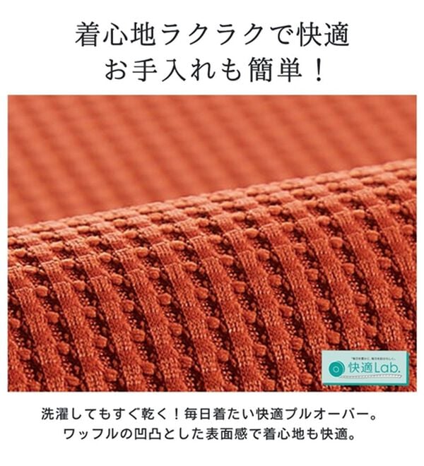 BELLUNA（ベルーナ）の「【快適Ｌａｂ．】ドライワッフル素材ヘンリーネックプルオーバー（カットソー）」｜詳細画像